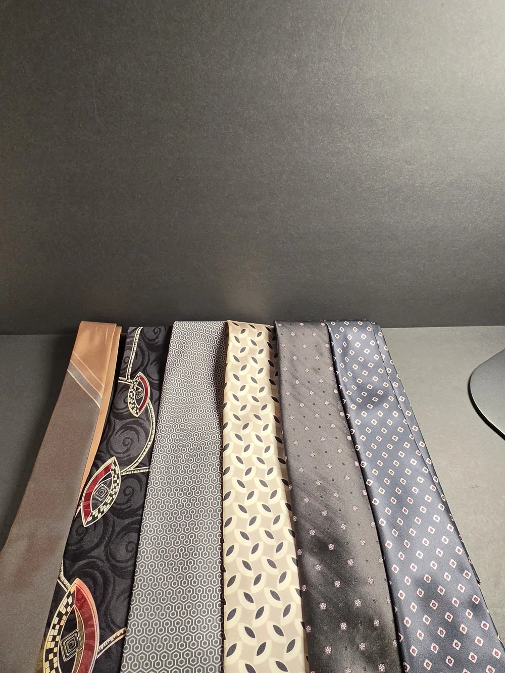 Men's Mixed Pattern Tie Set - Black, Navy, Brown, Cream